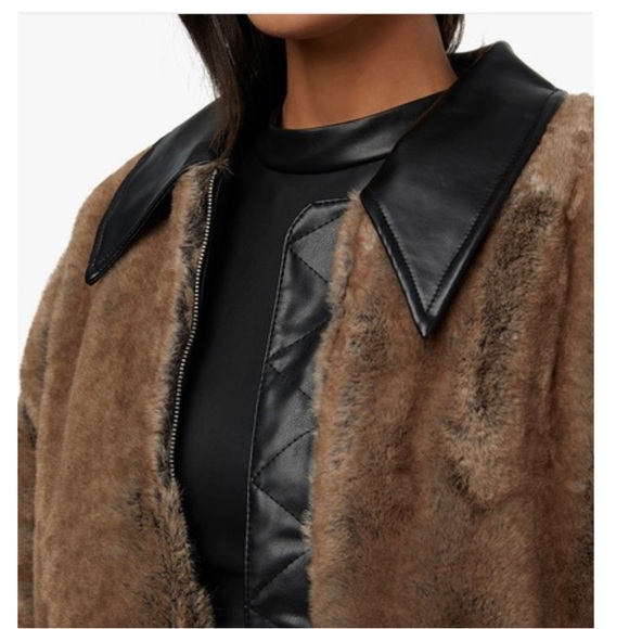 NWT WeWoreWhat faux fur bomber jacket, size Large. - Picture 4 of 11